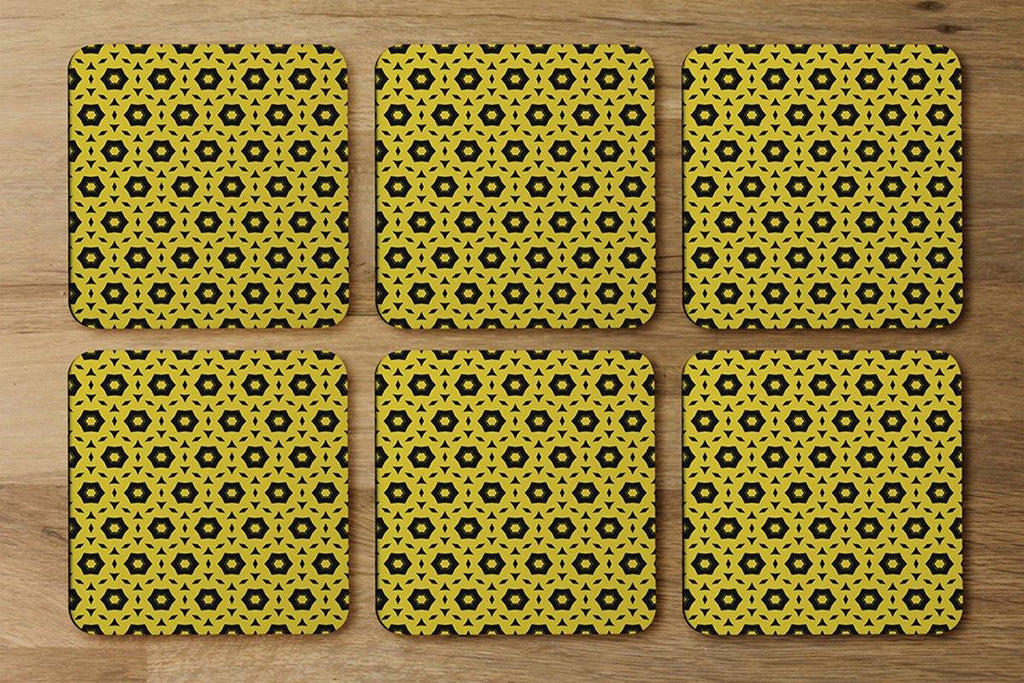 Yellow & Black Geometric Pattern (Coaster) - Andrew Lee Home and Living