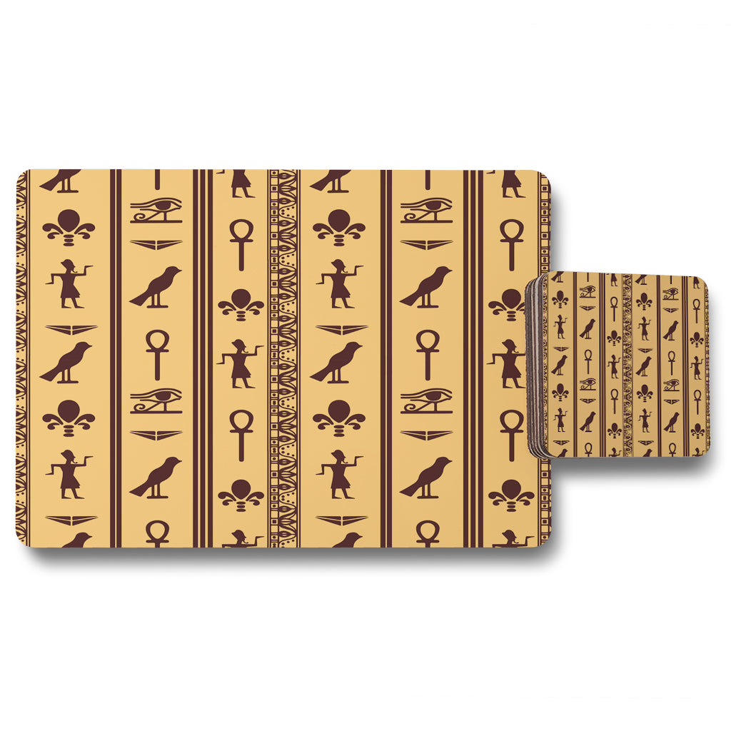 New Product Eye of Horus, Pharaoh, Flowers, Pyramid, Bird, Ankh (Placemat & Coaster Set)  - Andrew Lee Home and Living