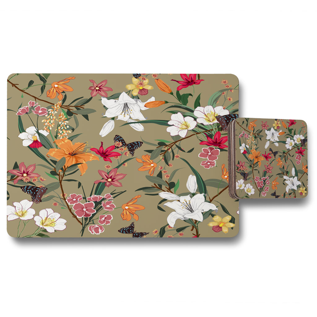 New Product Selection Of Flowers (Placemat & Coaster Set)  - Andrew Lee Home and Living