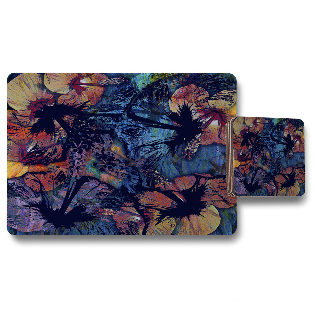 New Product Grunge Flower Print (Placemat & Coaster Set)  - Andrew Lee Home and Living