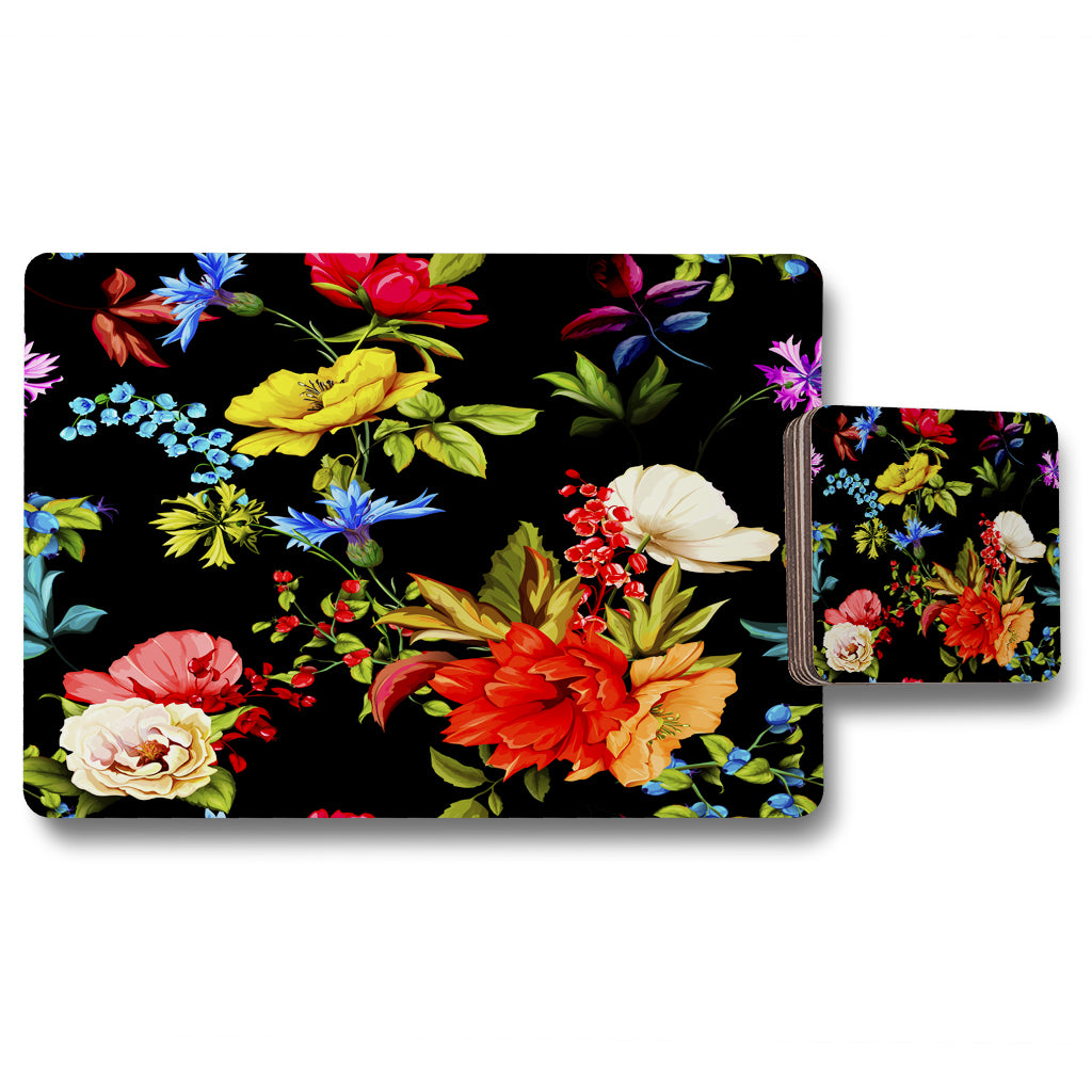New Product Bright Vibrant Flowers (Placemat & Coaster Set)  - Andrew Lee Home and Living