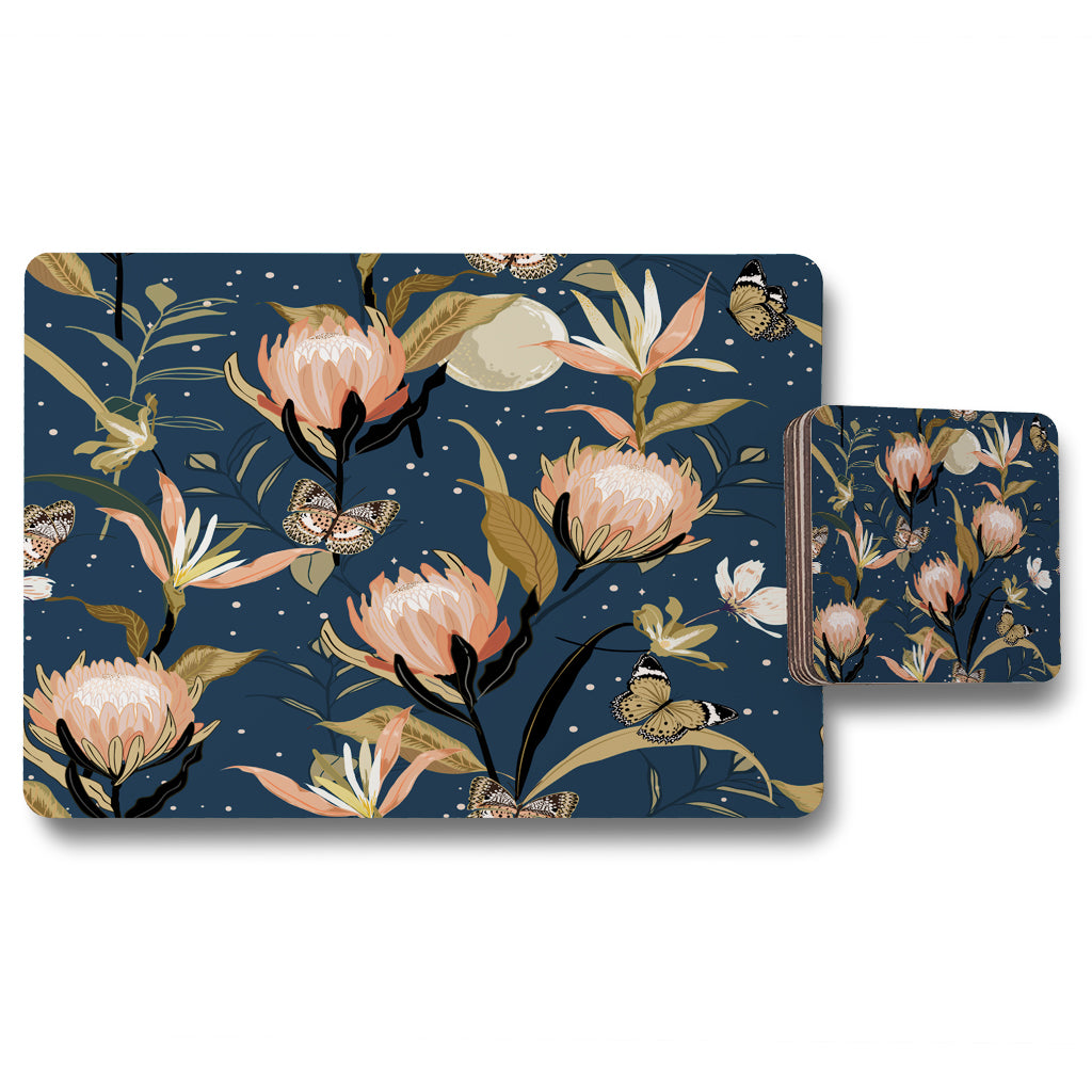 New Product The Moon, Butterflies & Flowers (Placemat & Coaster Set)  - Andrew Lee Home and Living