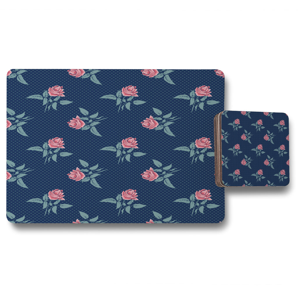New Product Roses & Spots Print (Placemat & Coaster Set)  - Andrew Lee Home and Living