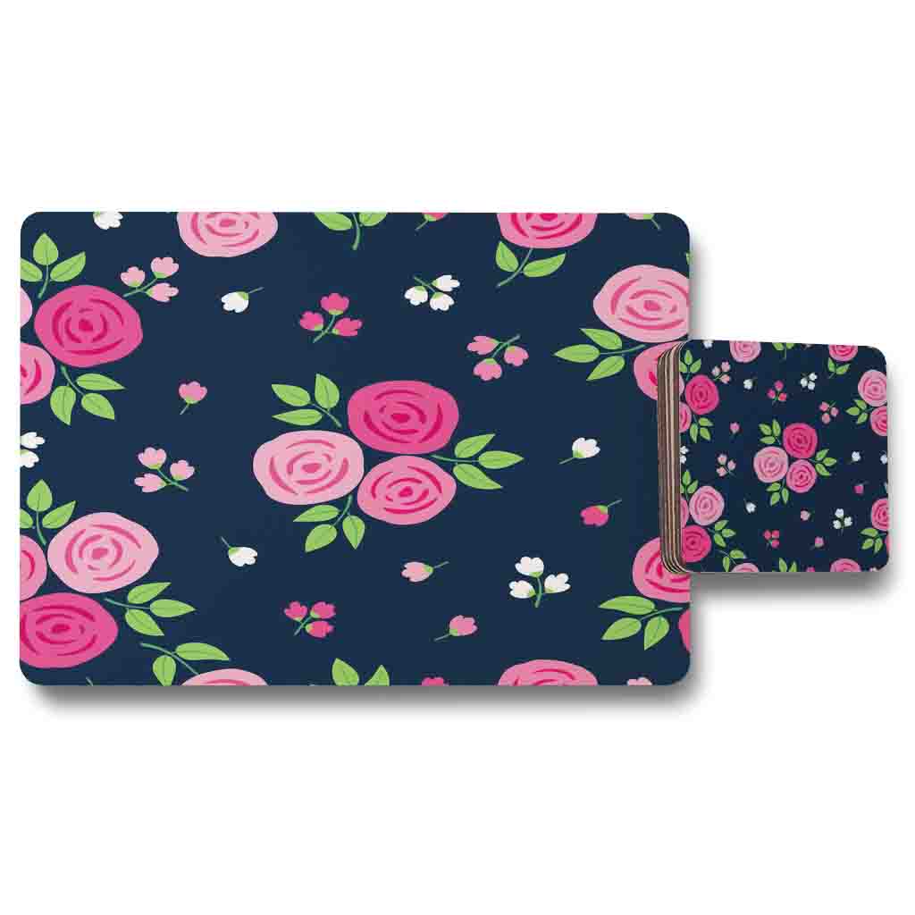 New Product Rose Bud Pattern (Placemat & Coaster Set)  - Andrew Lee Home and Living