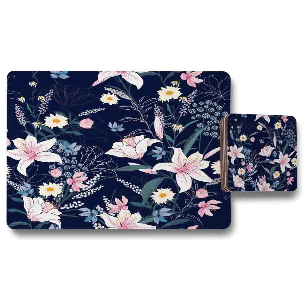 New Product Tropical White & Pink Flowers (Placemat & Coaster Set)  - Andrew Lee Home and Living