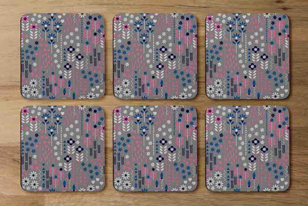 Selection of Flowers in Pink, Blue & White (Coaster) - Andrew Lee Home and Living