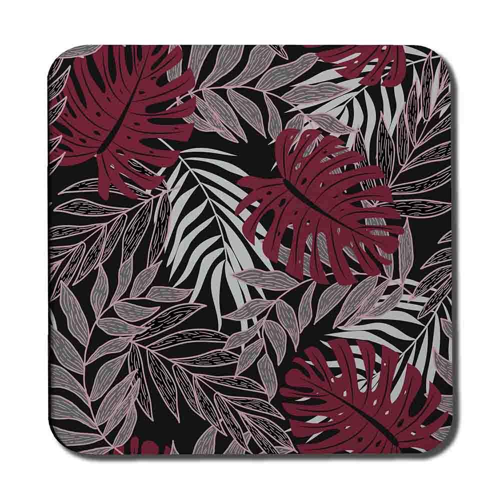 Tropical Leaves in Red, White & Grey (Coaster) - Andrew Lee Home and Living