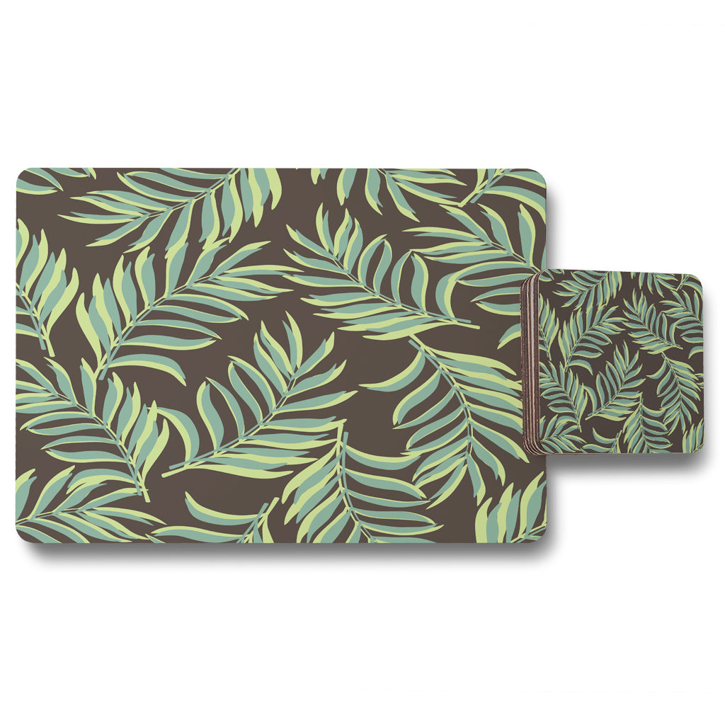 New Product Green Palm Leaves (Placemat & Coaster Set)  - Andrew Lee Home and Living