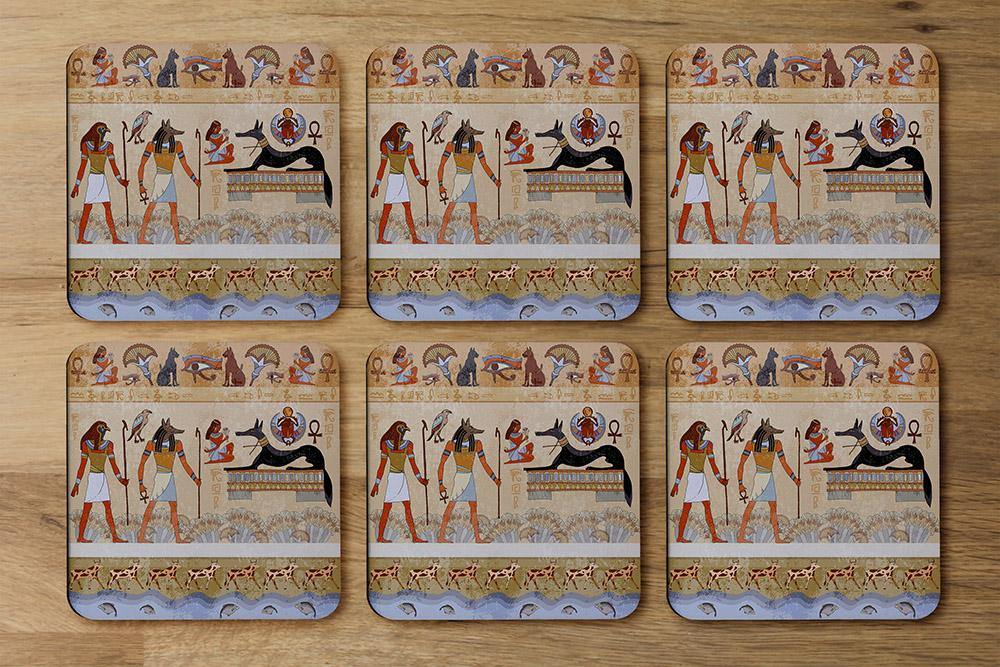 Egyptian Mythelogical Drawings (Coaster) - Andrew Lee Home and Living