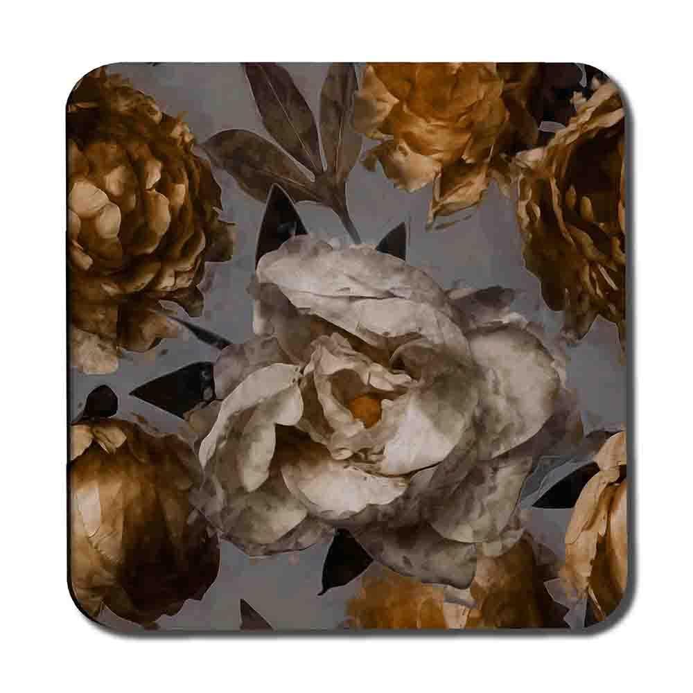 Golden White Flower (Coaster) - Andrew Lee Home and Living