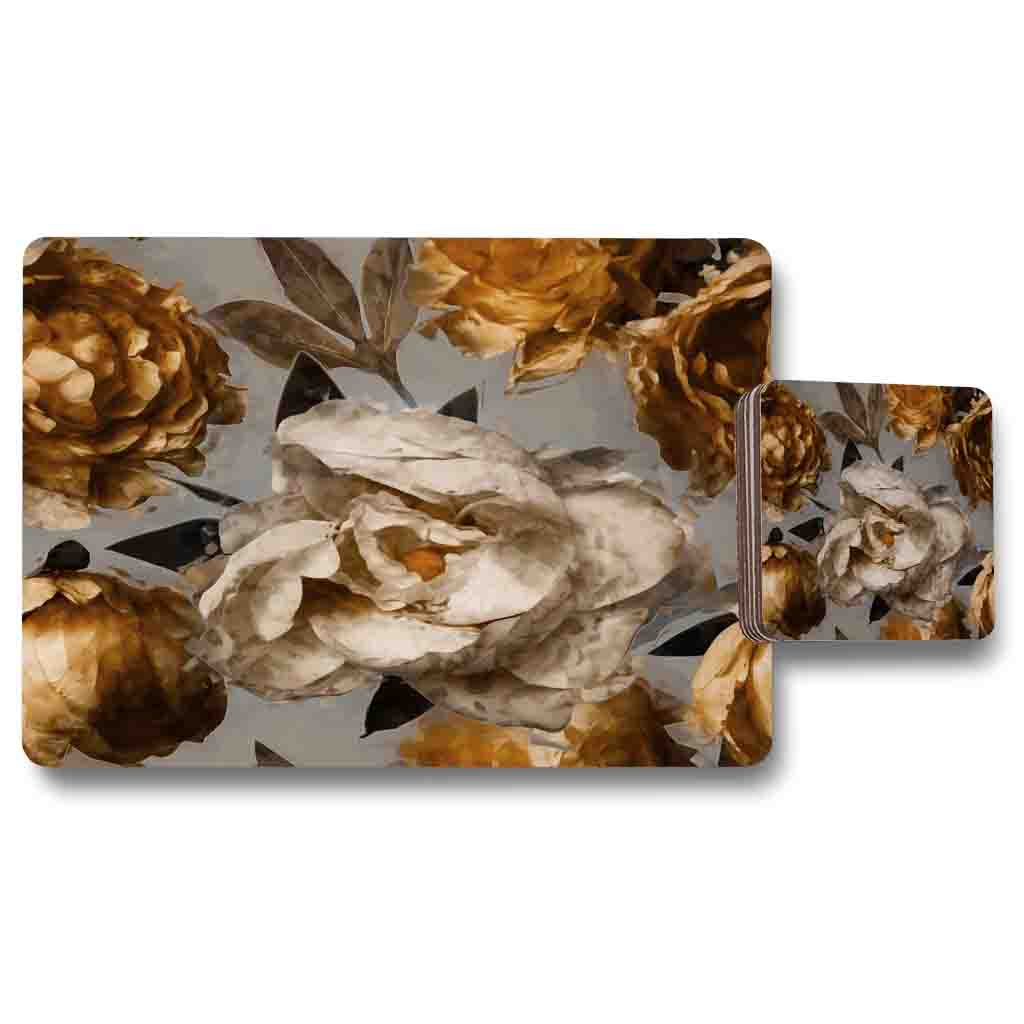 New Product Golden White Flower (Placemat & Coaster Set)  - Andrew Lee Home and Living