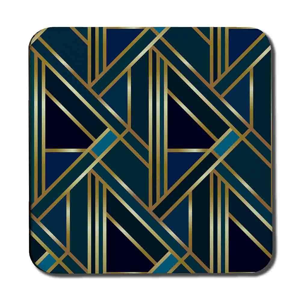 Gold & Teal Geometric Pattern (Coaster) - Andrew Lee Home and Living