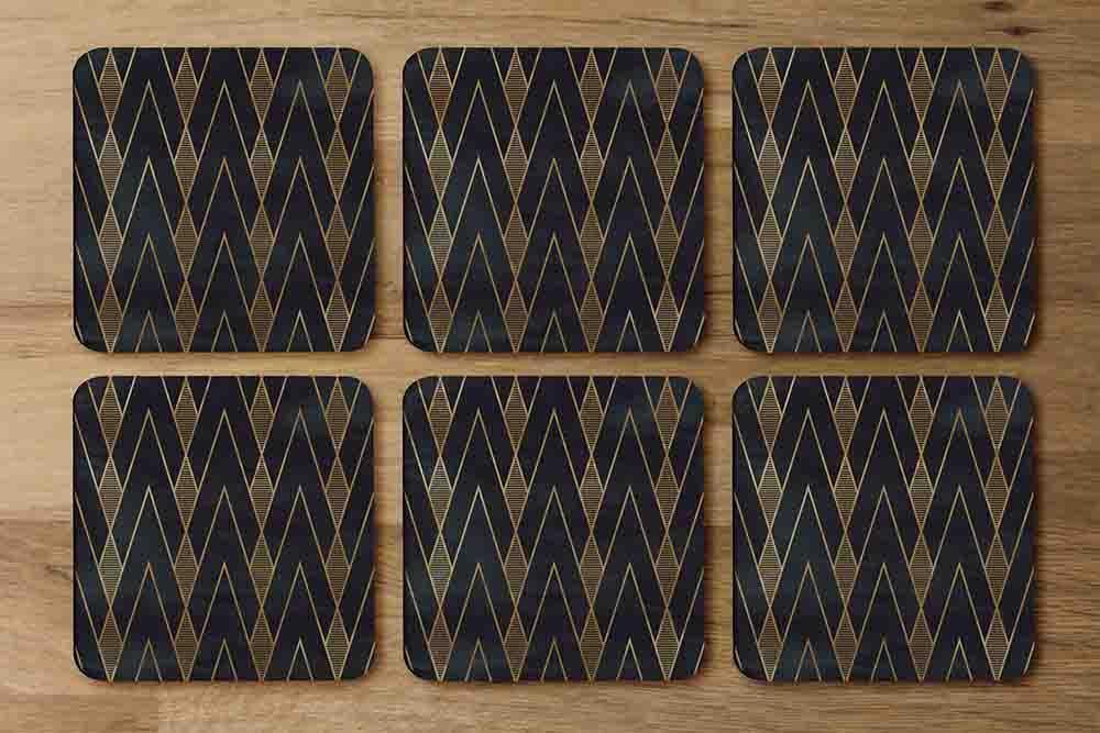 Gold Geometreic Lines (Coaster) - Andrew Lee Home and Living