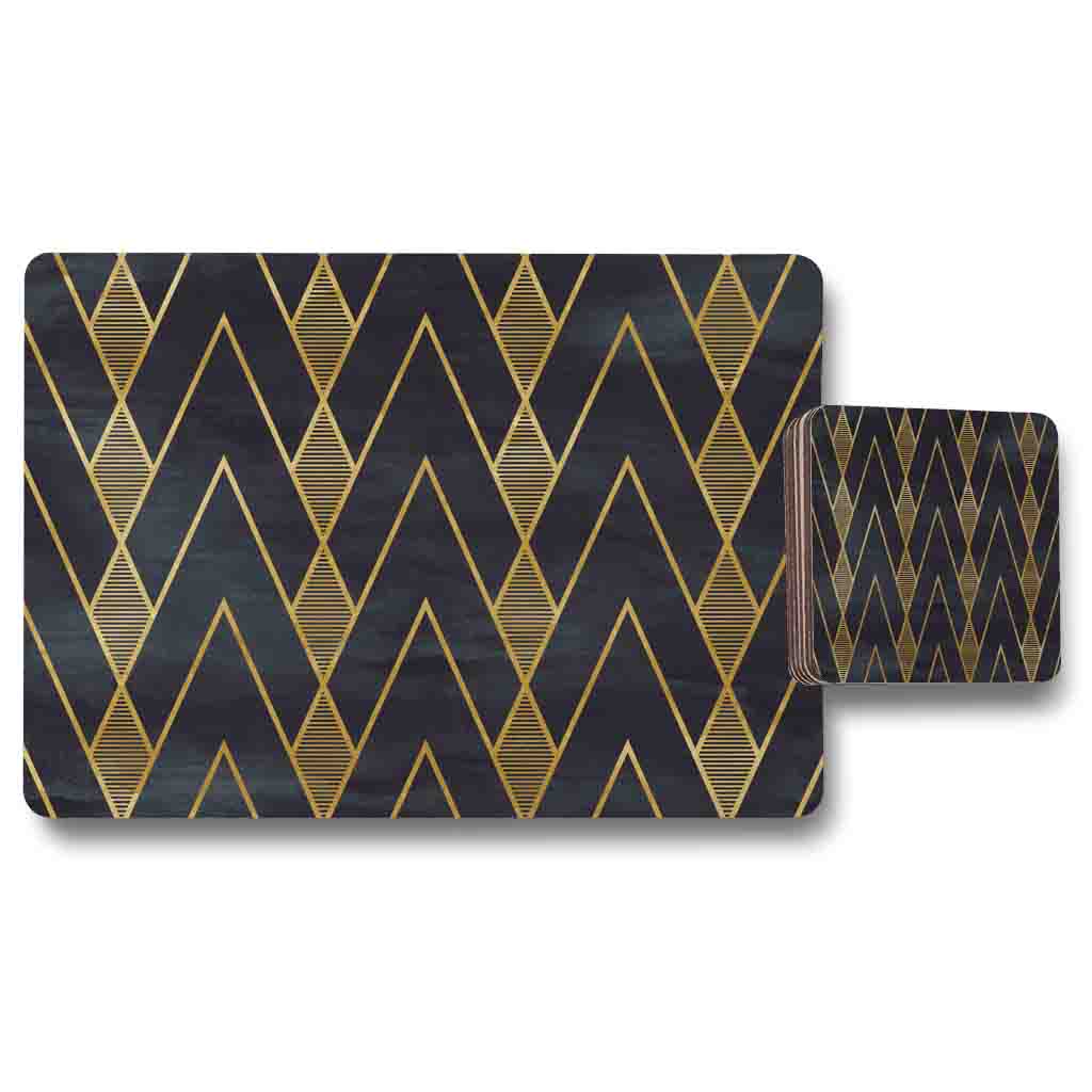 New Product Gold Geometreic Lines (Placemat & Coaster Set)  - Andrew Lee Home and Living