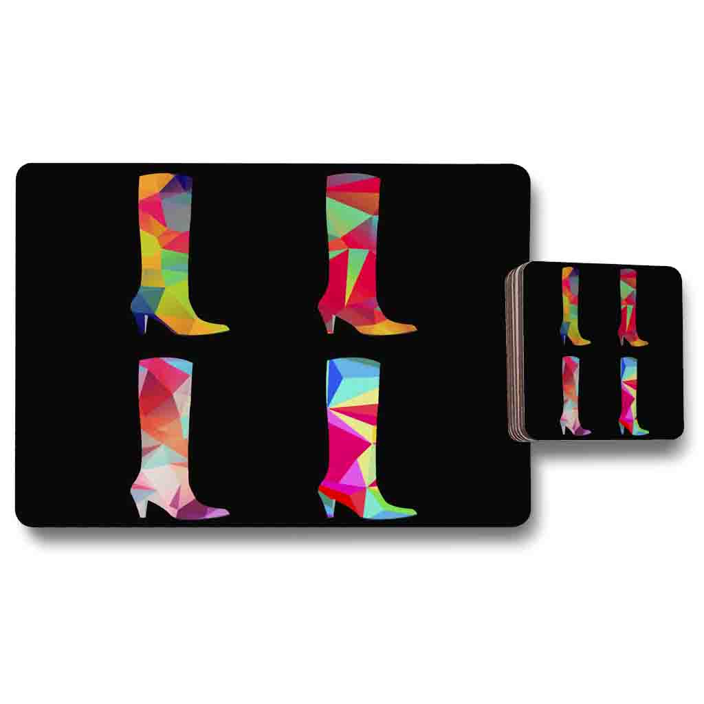 New Product Geometric Boots (Placemat & Coaster Set)  - Andrew Lee Home and Living