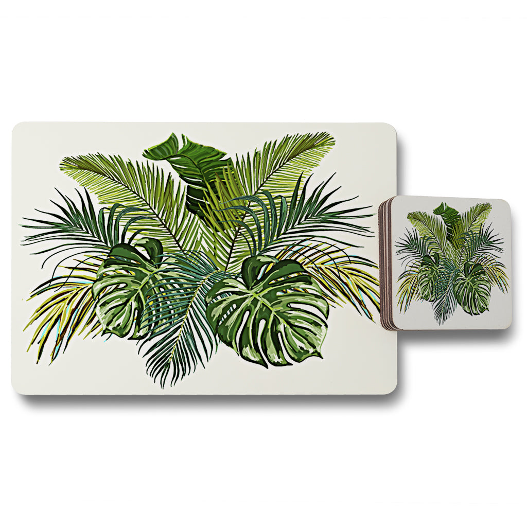 New Product Green Tropical Foliage (Placemat & Coaster Set)  - Andrew Lee Home and Living