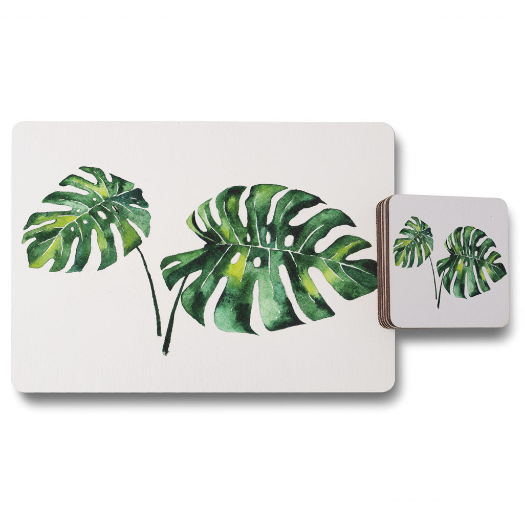 New Product Twin Tropical Leaves (Placemat & Coaster Set)  - Andrew Lee Home and Living