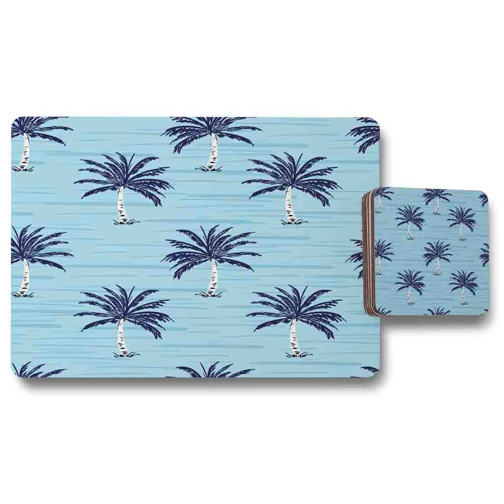 New Product Palm Trees on Blue (Placemat & Coaster Set)  - Andrew Lee Home and Living