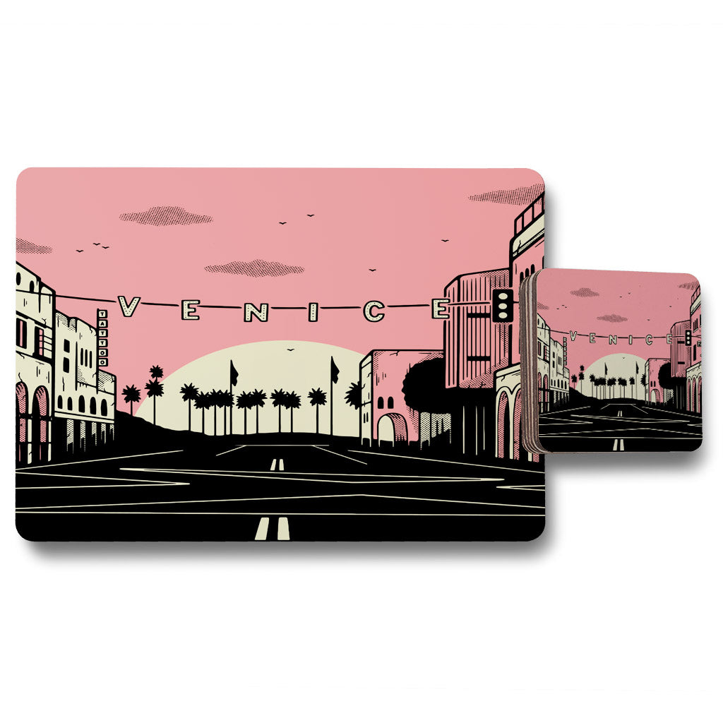 New Product Venice Cali Sunset (Placemat & Coaster Set)  - Andrew Lee Home and Living