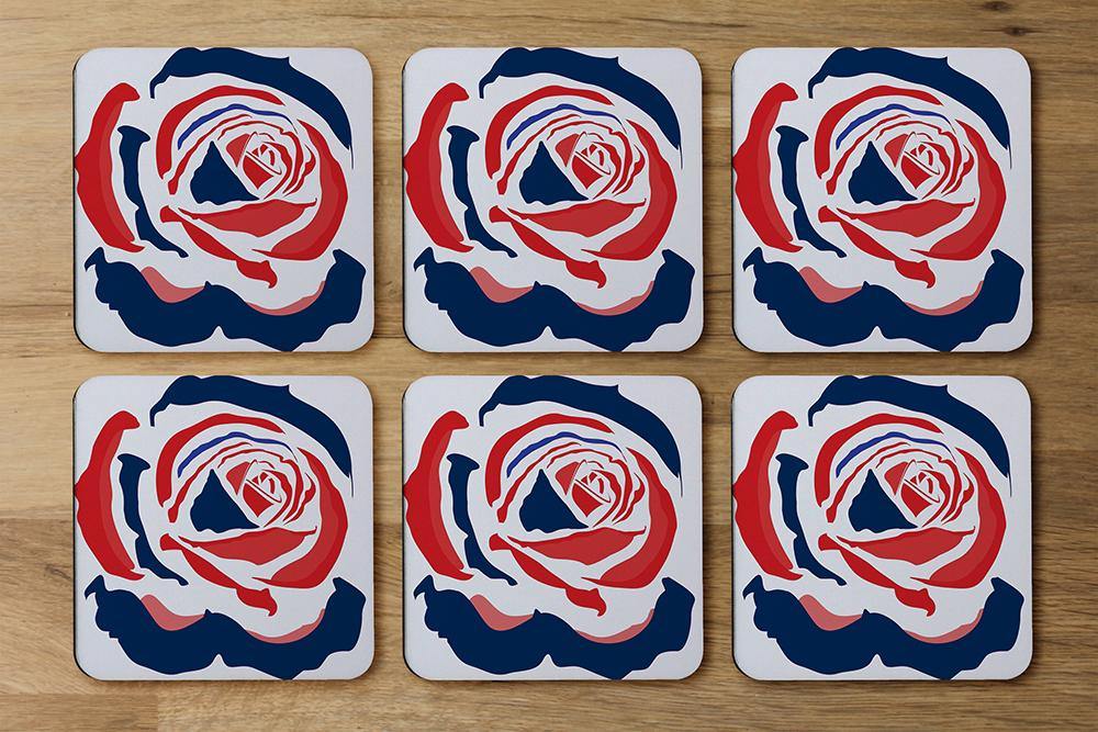 Red & Blue Rose Print (Coaster) - Andrew Lee Home and Living