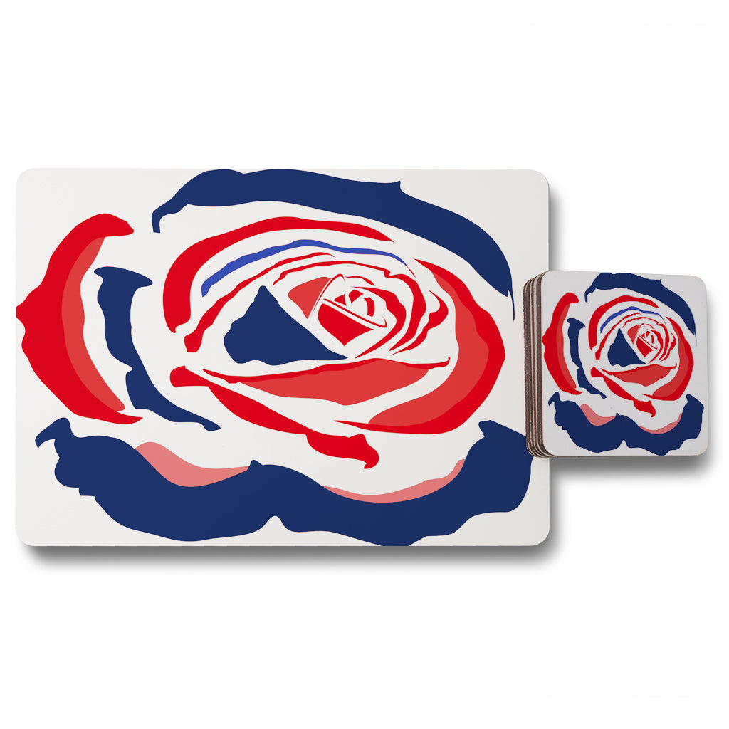 New Product Red & Blue Rose Print (Placemat & Coaster Set)  - Andrew Lee Home and Living