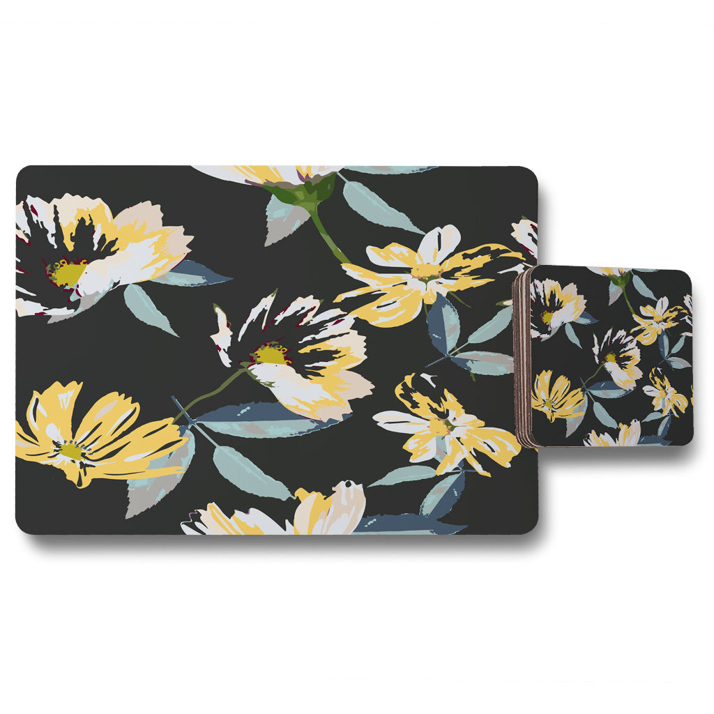 New Product Yellow Flowers on Green (Placemat & Coaster Set)  - Andrew Lee Home and Living