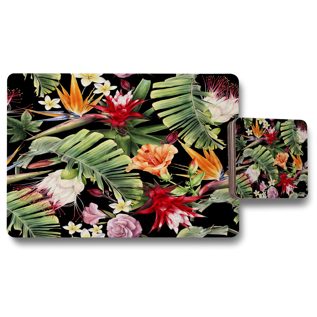 New Product Tropical Flowers & Plant Leaves (Placemat & Coaster Set)  - Andrew Lee Home and Living
