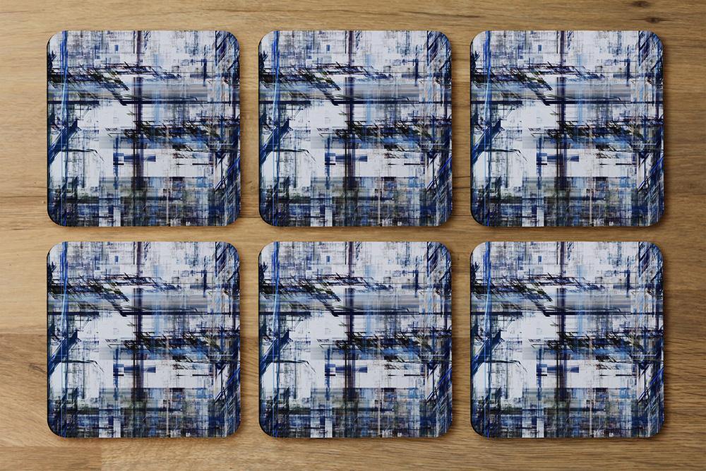 Blue Grunge Pattern (Coaster) - Andrew Lee Home and Living