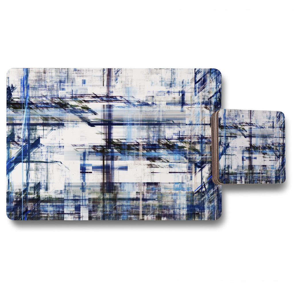 New Product Blue Grunge Pattern (Placemat & Coaster Set)  - Andrew Lee Home and Living
