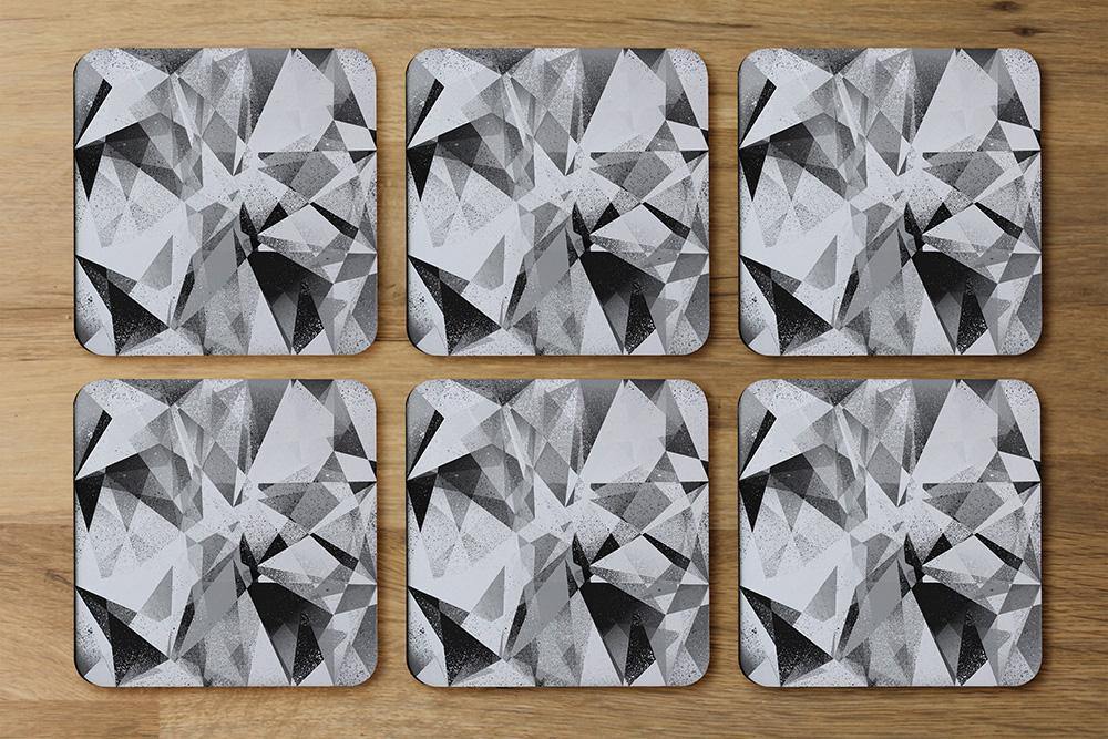 Black & White Geometric Grunge Pattern (Coaster) - Andrew Lee Home and Living