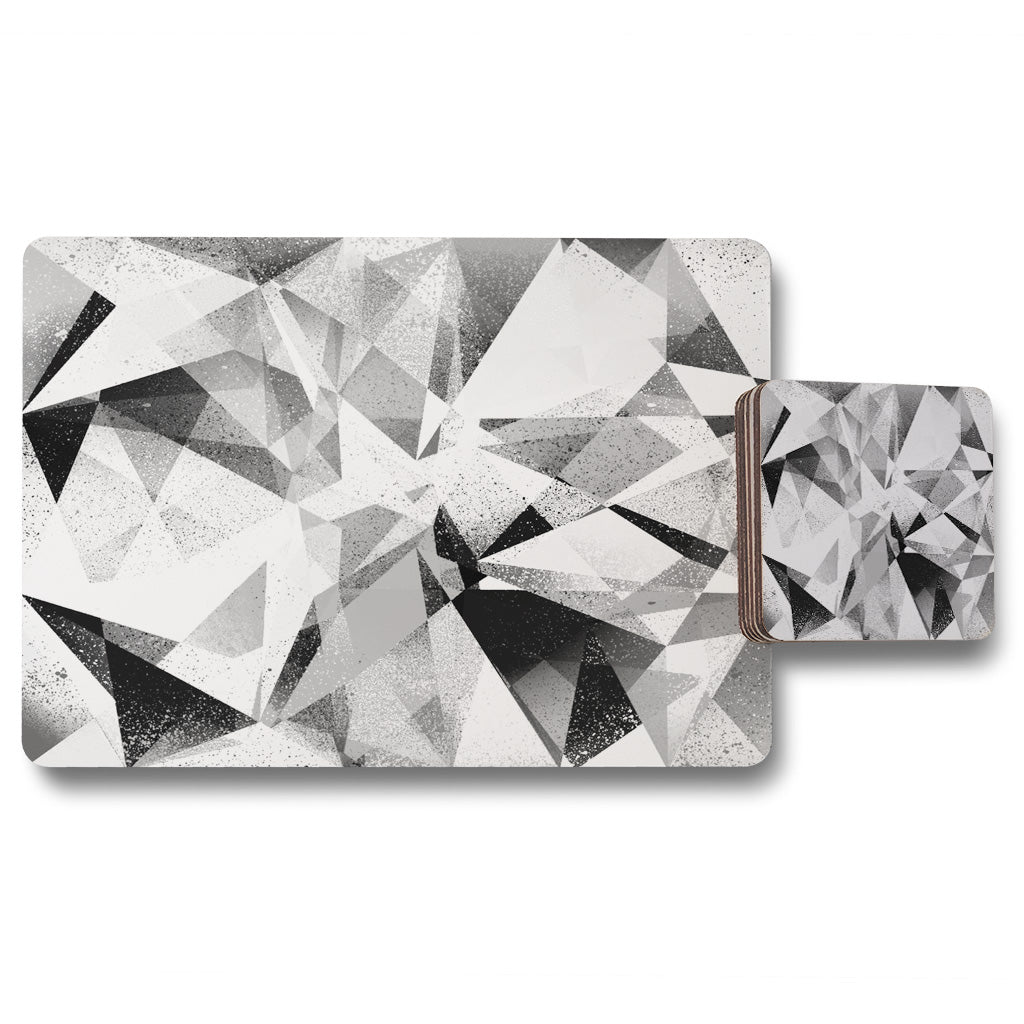 New Product Black & White Geometric Grunge Pattern (Placemat & Coaster Set)  - Andrew Lee Home and Living