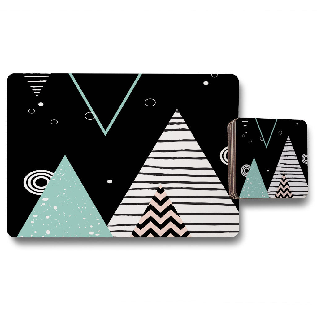 New Product Triangles, Circles & Zig Zag Patterns (Placemat & Coaster Set)  - Andrew Lee Home and Living