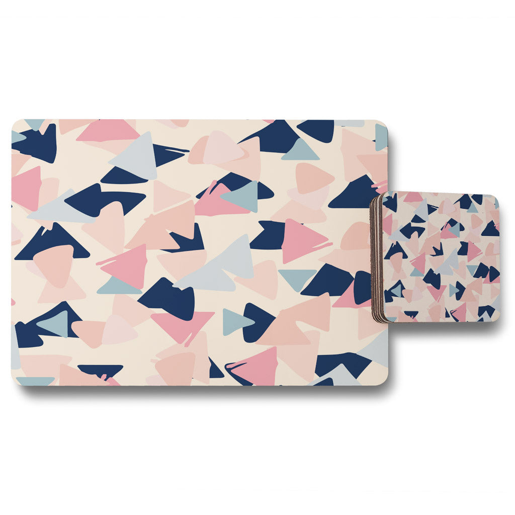 New Product Pastel Coloured Triangles (Placemat & Coaster Set)  - Andrew Lee Home and Living