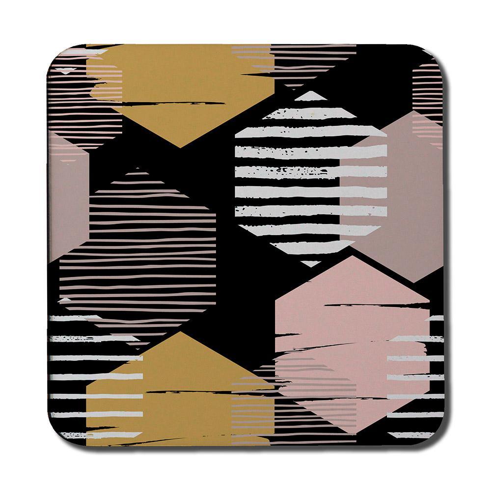Yellow, White & Pink Hexagons (Coaster) - Andrew Lee Home and Living