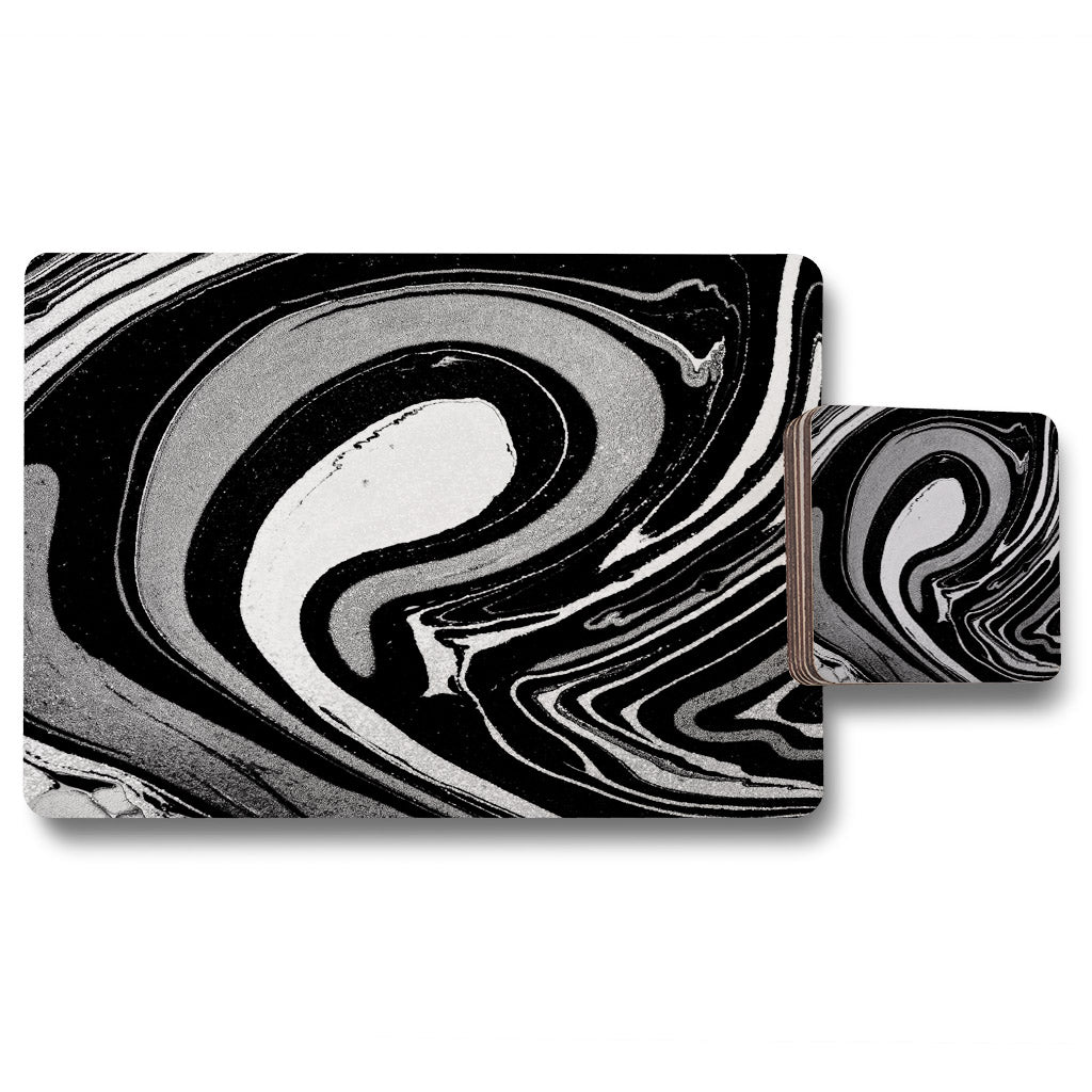 New Product Black Marbled Paint (Placemat & Coaster Set)  - Andrew Lee Home and Living