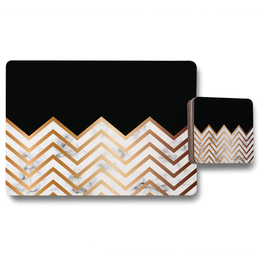 New Product Marble Zig Zag Pattern (Placemat & Coaster Set)  - Andrew Lee Home and Living