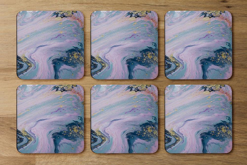 Blue & Pink Marble (Coaster) - Andrew Lee Home and Living