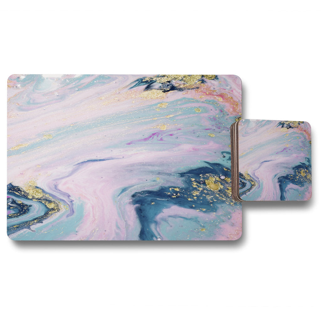 New Product Blue & Pink Marble (Placemat & Coaster Set)  - Andrew Lee Home and Living