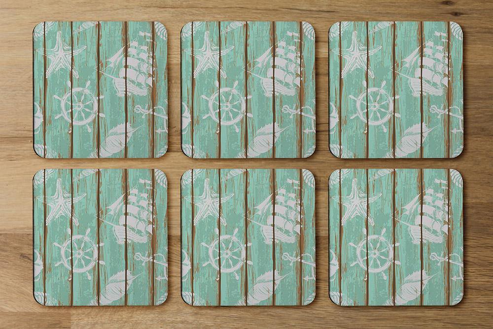 Nautical Elements on Wood (Coaster) - Andrew Lee Home and Living