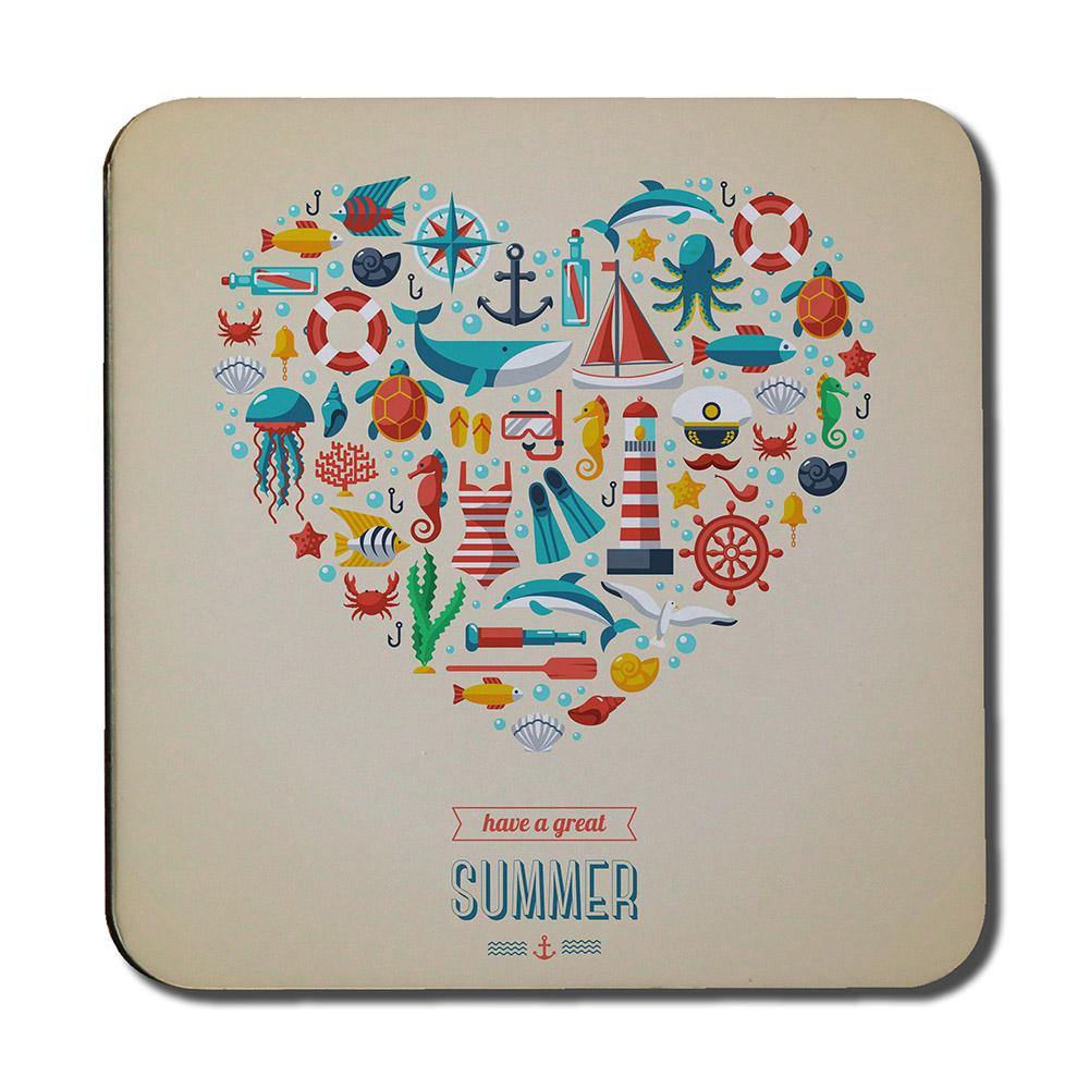 Love Heart of Sealife & Nautical Items (Coaster) - Andrew Lee Home and Living
