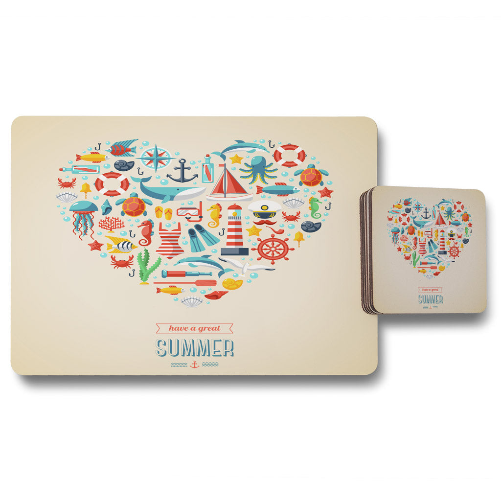 New Product Love Heart of Sealife & Nautical Items (Placemat & Coaster Set)  - Andrew Lee Home and Living