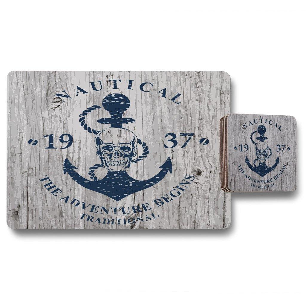 Anchor Print on Wood (Placemat & Coaster Set) - Andrew Lee Home and Living