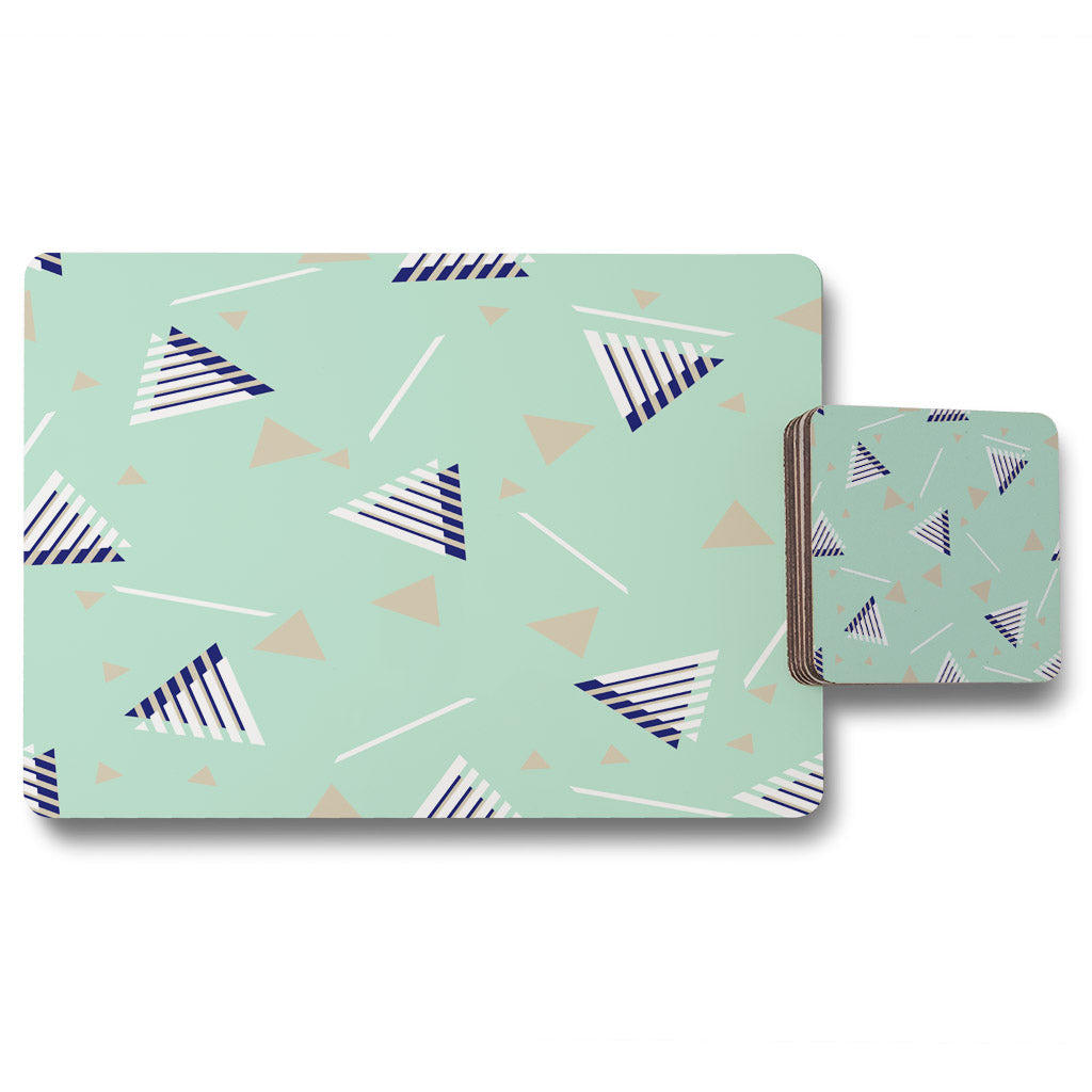 New Product Geometric Triangle Stripes (Placemat & Coaster Set)  - Andrew Lee Home and Living
