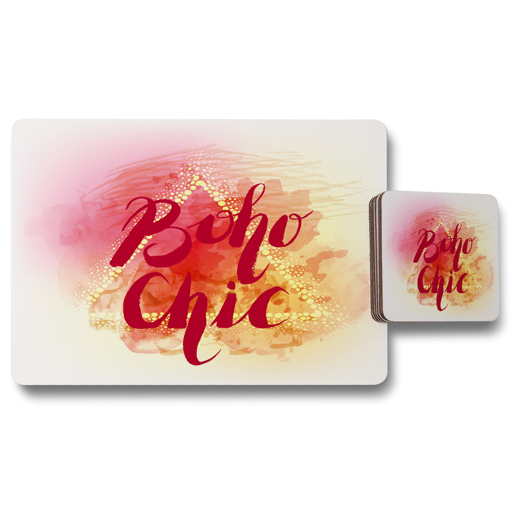 New Product Boho Chic lettering on beautiful watercolor background (Placemat & Coaster Set)  - Andrew Lee Home and Living