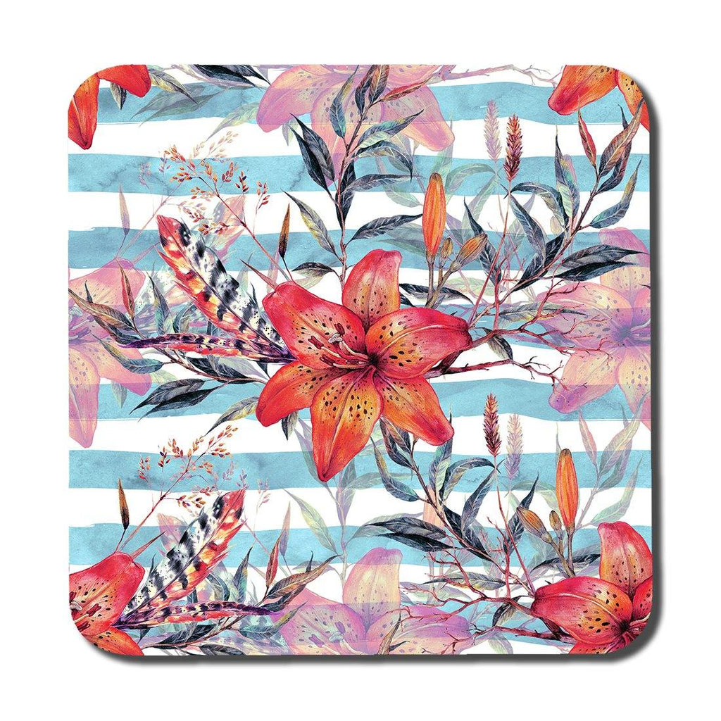 Bouquet of watercolor tiger lilies (Coaster) - Andrew Lee Home and Living