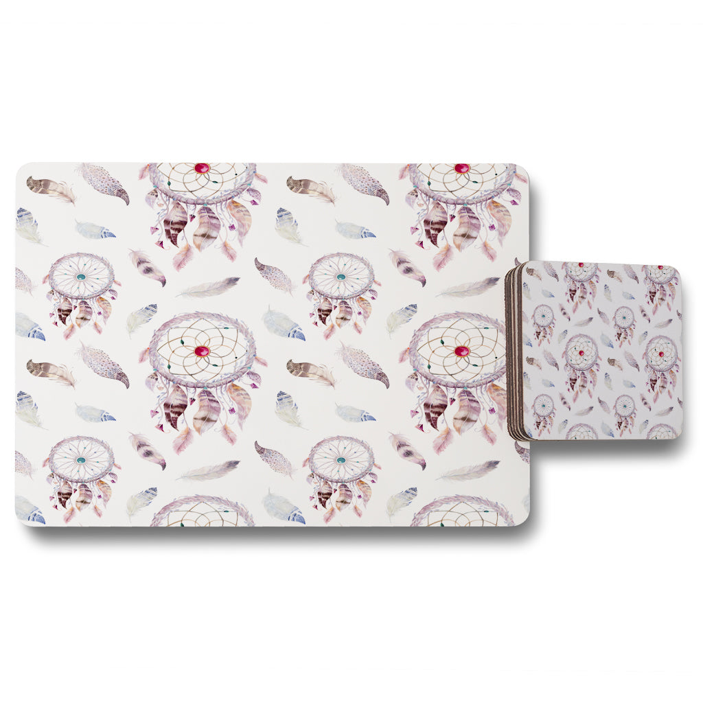 New Product Dreamcatcher and feather pattern (Placemat & Coaster Set)  - Andrew Lee Home and Living