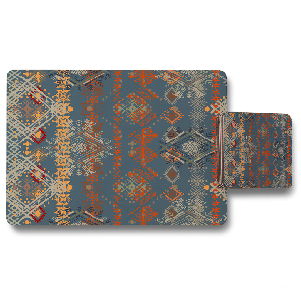 New Product Ethnic boho distressed pattern (Placemat & Coaster Set)  - Andrew Lee Home and Living