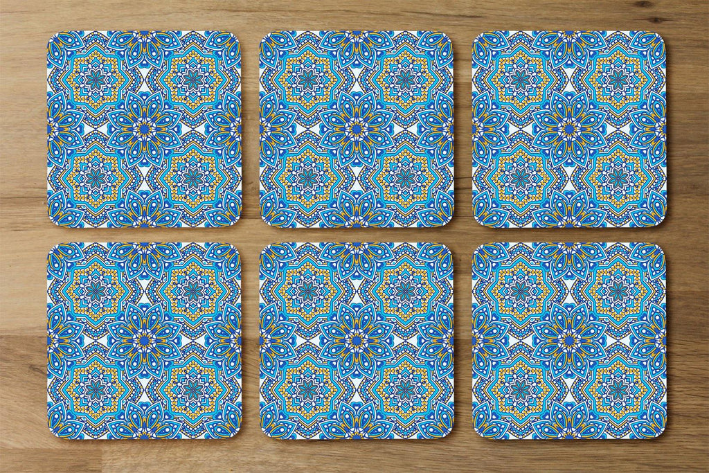 Floral and geometric embellished tiles (Coaster) - Andrew Lee Home and Living