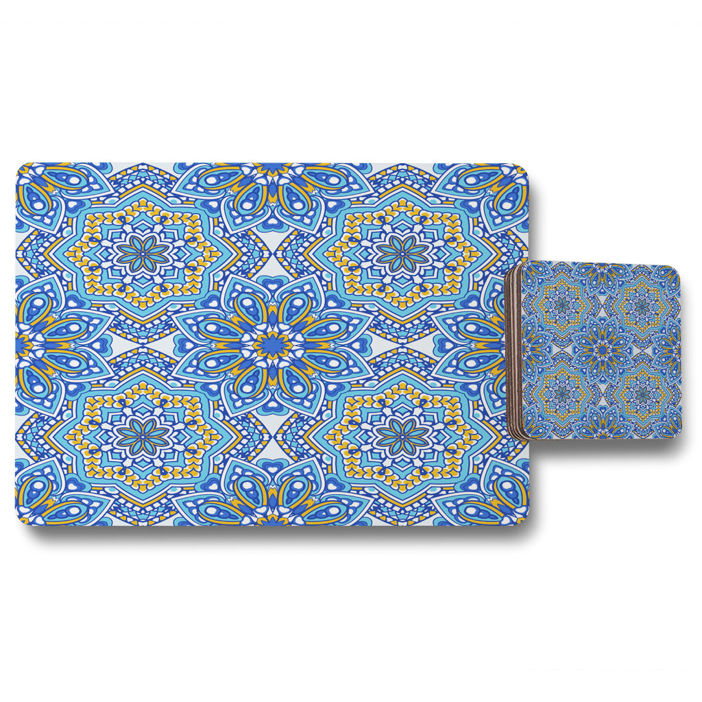 New Product Floral and geometric embellished tiles (Placemat & Coaster Set)  - Andrew Lee Home and Living