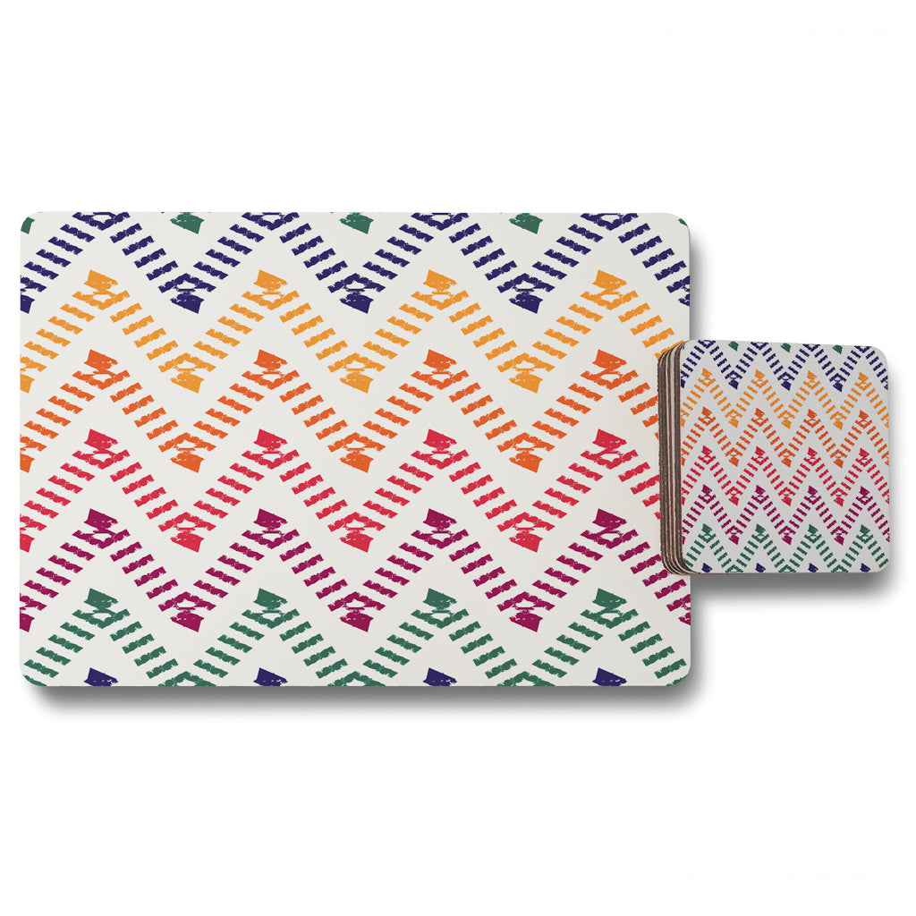 New Product Freehand horizontal zigzag and chevron stripes (Placemat & Coaster Set)  - Andrew Lee Home and Living